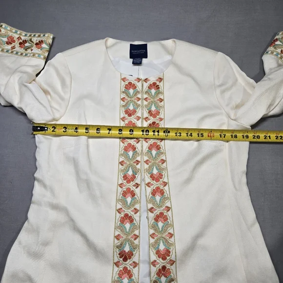 Doncaster Collection Linen Silk Suit Set‎ Colorful Embroidery Tunic Skirt Set - Picture 8 of 16